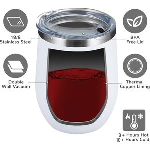 Vaso de Acero Inoxidable de Doble Capa con Aislamiento al Vacío, Diseño de Huevo en Forma de U, 12 oz, para Vino Tinto - Product Image 3
