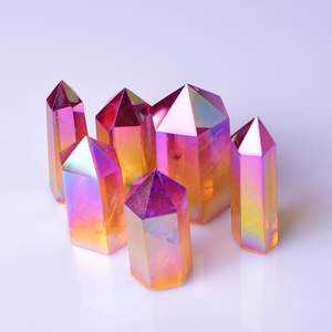 Bán Buôn Đánh Bóng Tự Nhiên May Mắn Mạ Điện Hào Quang Pha Lê Đá Wand Điểm Cột - Product Image 4