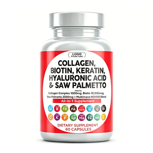 Capsules de collagène OEM avec biotine, kératine, acide hyaluronique, palmier nain pour la gestion de l'énergie adulte, le soutien de la santé cérébrale et le collagène marin - Product Image 1