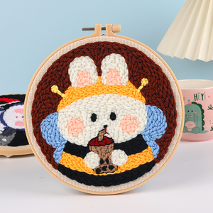 JP 3D broderie <span class=keywords><strong>point</strong></span> <span class=keywords><strong>de</strong></span> <span class=keywords><strong>croix</strong></span> Kits dessin animé <span class=keywords><strong>lapin</strong></span> modèles couture ensemble cerceau à la main Arts artisanat pour les débutants - Product Image 4