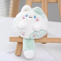 Porte-clés en peluche chat couineur de 12 cm, pendentif chaton de dessin animé à longue queue, animal en peluche doux pour sacs et clés, cadeau mignon