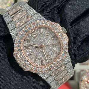 <span class=keywords><strong>Reloj</strong></span> de Lujo para <span class=keywords><strong>Hombre</strong></span> con <span class=keywords><strong>Diamantes</strong></span>, Acero Inoxidable, Azul Cielo, Analógico, Movimiento Mecánico NH35, Luminoso, Sumergible 100 Bar, Estilo Hip Hop - Product Image 4