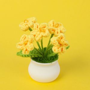 Decoraciones Hechas a Mano para Escritorio de Oficina, Plantas en Maceta de Hilo de Lana Tejido 'No Me Olvides', Regalos para Mejores Amigos, Flor Eterna - Venta al por Mayor - Product Image 5