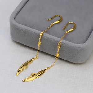 Boucles d'oreilles en argent Wenchi S925 avec plume et support vide pour perle de 8-13 mm, style baroque, taille 3 mm, accessoires de Chine 16232 pour femmes - Product Image 4