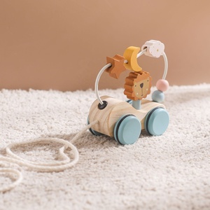 2024 New Arrival Bằng Gỗ Kéo Xe Đồ Chơi Trẻ Em Montessori Đồ Chơi Mầm Non Đầu Học Tập Giáo Dục Đồ Chơi Cho Trẻ Em Trẻ Mới Biết Đi - Product Image 5