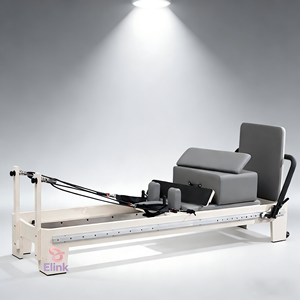Reformer <span class=keywords><strong>de</strong></span> Pilates <span class=keywords><strong>de</strong></span> Madera Maciza con Trayectoria Completa en Color Blanco - Máquina Multifuncional <span class=keywords><strong>para</strong></span> Moldear Todo el Cuerpo - Product Image 4