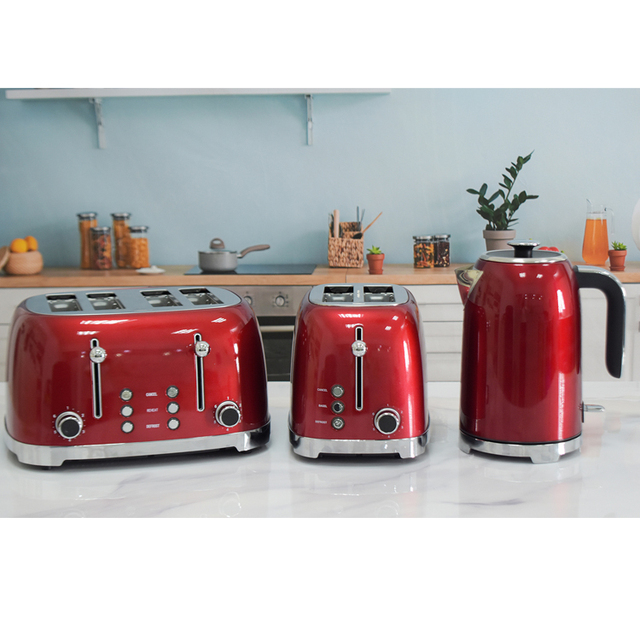 Retro Toaster and Water Kettle Home Appliance Sets Stainless Steel Electric Kettle and Toaster Set (3pcs Set)