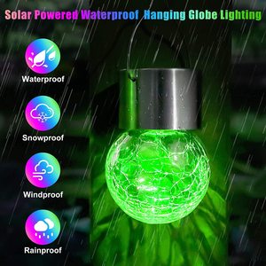 Solar Glass Ball Pendant <b>Light</b> 4 Pack Crackled LED Outdoor Garden Decorative <b>Light</b> <b>String</b> Courtyard Lighting - Product Image 3