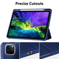 Étui pour tablette en cuir PU pour iPad Pro 11 2021, support multi-angles, étui intelligent pour tablette en TPU souple avec porte-stylet