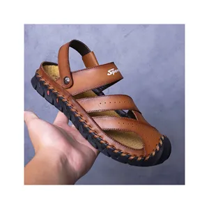 STNM High Quality Male Slip Resistant Full Grain Designer Genuine Leather Summer Holiday Casual Men Flat Beach Sandals For Men