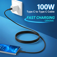 Cable USB C a USB C de 100W PD, 5A, Carga Rápida, Sincronización de Datos, para Laptop, Teléfono, Tablet
