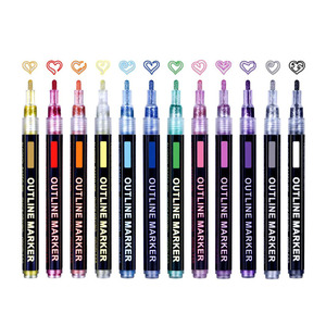 Juego de rotuladores de contorno de grafiti DIY de doble línea, resaltador de tinta permanente de 10mm, brillo para pintar tarjetas de diario, bolígrafo artístico - Product Image 5