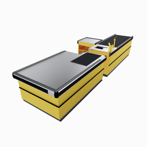 Comptoir de caisse de supermarché en acier inoxydable haute luminosité avec convoyeur automatique, taille personnalisable rapide, haute luminosité - Product Image 4