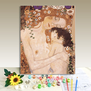 Venta al por mayor de fábrica: Cuadro de paisaje de madre e hijo, pintura al óleo DIY por números, lienzo para pintar por números - Product Image 1