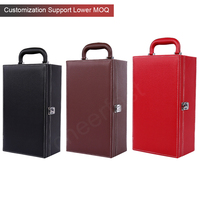Splendid Products Gift PU Leather Red Wine Double Bottle Box Packaging Magnet and 4pcs Wine Accessories Luxury Vintage Wine Box
