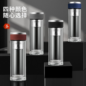 <b>Double</b> <b>Wall</b> Glass Tea Cup With Magnetic Spring Mechanism Business Gift For Men - Product Image 4