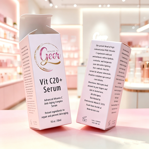 Custom Logo Printed Cosmetic Paper Box Pink Folding Packaging Box Vitamin C Serum Skincare Essence Bottle Packaging <b>Boxes</b> - Product Image 3