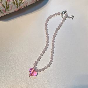 Collares de Moda para Mujer, Gargantillas de Cuentas Coloridas, Collares con Colgante de Corazón Grande y Bonito, Collares de Cuentas Acrílicas Transparentes para Niñas, Regalo - Product Image 4