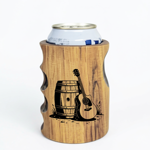 Portabottiglie in Legno con Design a Chitarra e Barile, Portatile, Isolato e Impermeabile per Lattine e Bottiglie, Prodotto negli USA - Product Image 1
