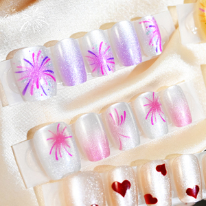 10 pièces/sac feux d'artifice amour oeil de chat à la main ongle Patch brillant presse sur les ongles couverture complète ongles conseils détachable bricolage <span class=keywords><strong>manucure</strong></span> porter - Product Image 1