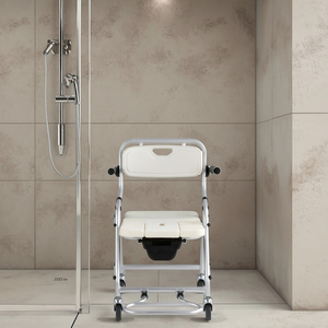 Chaise de douche pliante 2-en-1 Lansing Medical en aluminium pour personnes <span class=keywords><strong>âgée</strong></span>s, handicapées, handicapés à mobilité réduite, jusqu'à 150 kg, moderne et légère - Product Image 1