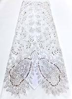 Tissu en dentelle à sequins et perles du Nigeria, dentelle douce, tissu de mariage nigérian, robe de fête, haute qualité
