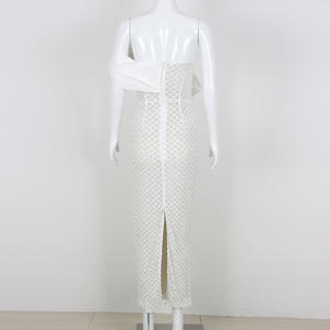 Jupe longue d'été européenne et américaine à la mode Jupe longue sans bretelles sexy Décoration de perles Jupe longue de style célébrité - Product Image 4