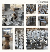 Vente en gros d'ornements de jardin extérieurs de grande taille, sculptés à la main en granit gris naturel, design japonais, stupa hexagonal solide, pagode, lotus, parc
