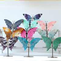 1 pièce Ailes de papillon sculptées en cristal d'améthyste, décoration de Noël pour la maison, cadeaux pour les fêtes et rassemblements, avec base