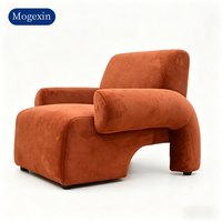 Fauteuil d'appoint moderne en velours orange brûlé, durable, au design unique, fauteuil de salon rembourré pour salon, chambre et appartement