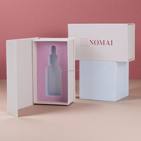 Boîte d'emballage rigide en carton rose personnalisée, boîte magnétique, cosmétique pour parfums, flacon d'huile, soins de la peau avec velours EVA