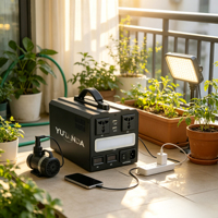 Station d'alimentation portable YUTANDA 300W-500W, sorties multiples AC USB DC, lumière LED intégrée, camping, maison, secours d'urgence, fabrication chinoise
