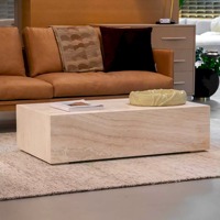Table basse en travertin, pierre naturelle, écologique, vintage, style Wabi-Sabi, design de créateur, salon, hôtel, meubles d'art