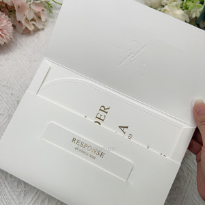 Cao cấp vòm hình dạng thẻ A5 kích thước dày bông cổ đám cưới mời mù dập nổi lời mời đám cưới Bộ với sáp con dấu - Product Image 4
