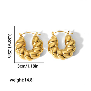 Aros en Forma de U, Chapados en Oro de 18K, Acero Inoxidable, para Uso Diario de Mujeres - Product Image 3