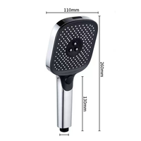 Pommeau de Douche Haute Pression 4 Fonctions avec Bouton Interrupteur, Économie d'Eau, Finition Chromée, Grand Panneau pour Hôtels et Toilettes