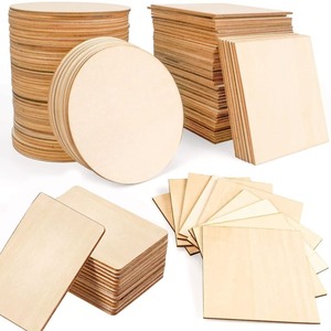 Planches en bois rondes et carrées en tilleul, fournitures d'artisanat pour projets DIY faits à la main, pyrogravure et peinture, épaisseur 4 mm - Product Image 1