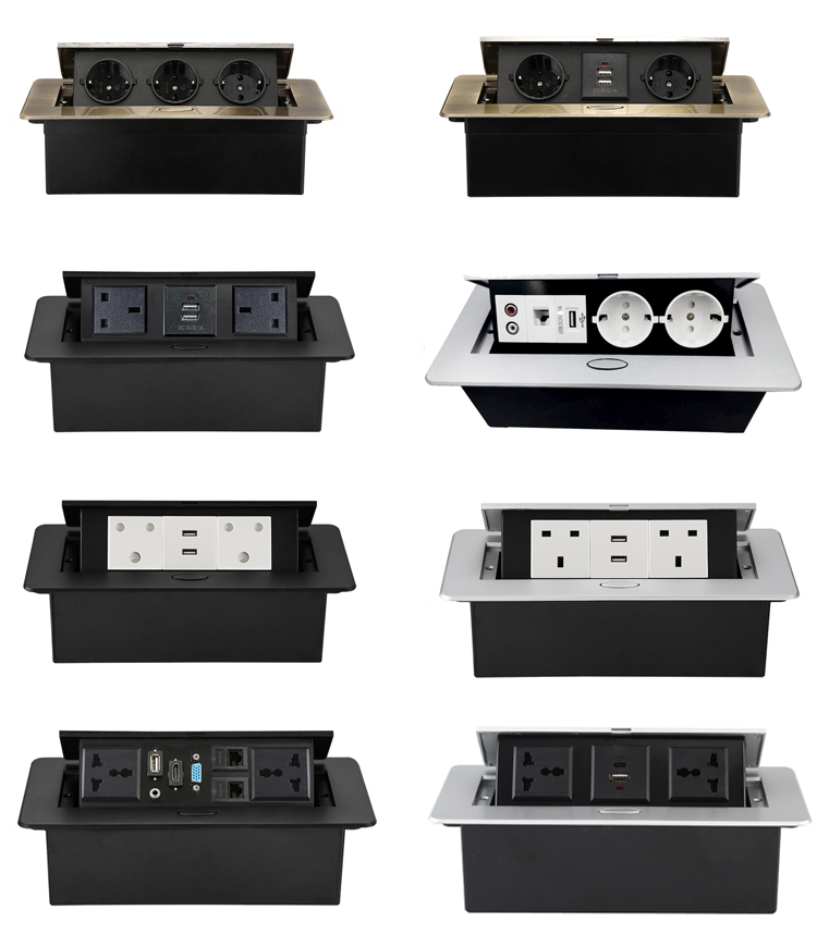High-end desktop EU power socket factory supports custom built-in conference table concealed socket box
