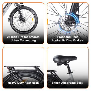Bicicleta Eléctrica Moderna OUXI, 36v 10.5ah, Bicicleta Eléctrica de 350W, Ligera, para Ciudad, para Adultos - Product Image 3