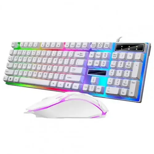 Juego de ratón y teclado con cable CJ92, combinación de teclado y ratón para juegos con luces LED para ordenador portátil, teclado y ratón