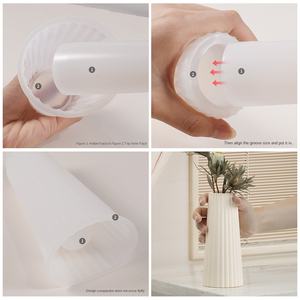 Yu Meiren Lớn Sọc Bình Tự Làm Pha Lê Thả Keo Hình Cây Nến Cột Hoa Đồ Trang Trí Màu Trắng Silicone Khuôn Bánh Công Cụ - Product Image 3