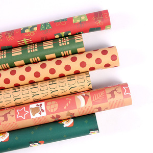 Christmas Gift <b>Wrapping</b> <b>Paper</b> Kraft <b>Paper</b> 50x70cm Red Green English Design For Holiday Gifts Packaging - Product Image 4