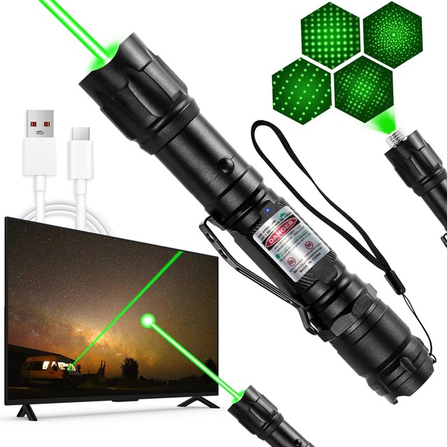 High Power Green Beam Light Rechargeable Laser Pointer for TV/LED/LCD Screens Tactical Flashlights Presentation Office/Outdoors
