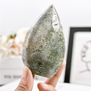 Adornos de Piedras Preciosas Pulidas de Ágata Musgosa Natural en Forma de Lágrima, Geoda de Ágata Druzy para Fines Decorativos - Product Image 6