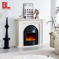 Cheminée électrique autoportante moderne F-648-1 avec cadre en bois MDF, imitation bois, décorative, installation facile