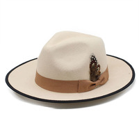 Chapeau Panama en feutre pour hommes et femmes unisexe à large bord avec ruban d'habillage chapeaux Fedora de cow-boy en stock