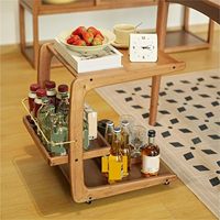 Table d'appoint mobile en bambou sur mesure avec étagère de rangement ouverte et roulettes