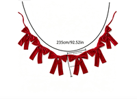 Guirlande de Noël en velours rouge avec nœuds en tissu, bannière suspendue pour décorations de Noël, mariages, fêtes, cheminées et fenêtres