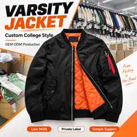 Blouson Bomber Homme Personnalisé en Nylon MA-1, Blouson de Vol avec Fermeture Éclair Métallique, Doublure Matelassée, Poignets Côtelés, Vêtement d'Extérieur Streetwear, Blouson Zippé