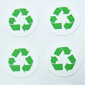 Neues Produkt Recycling Logo Label Art Paper Aufkleber für recycelbare umwelt freundliche Produkte Grüne Farbe Runde Factory Tag